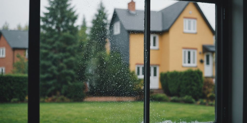 Energy-efficient home with weather-sealed window.