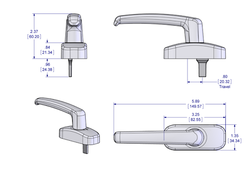 WRS Caldwell 4" Right Hand Euro Handle - White