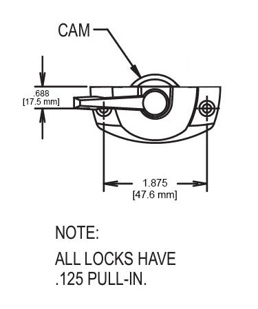 WRS Entrygard Cam Lock without Lugs - White