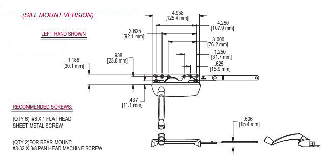 WRS Truth Hardware Left Hand Sill Mounted Maxim Dyad Casement Operator - White