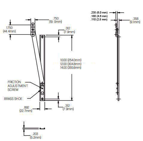 WRS Heavy Duty Truth Hardware Friction Adjuster - 10-14"