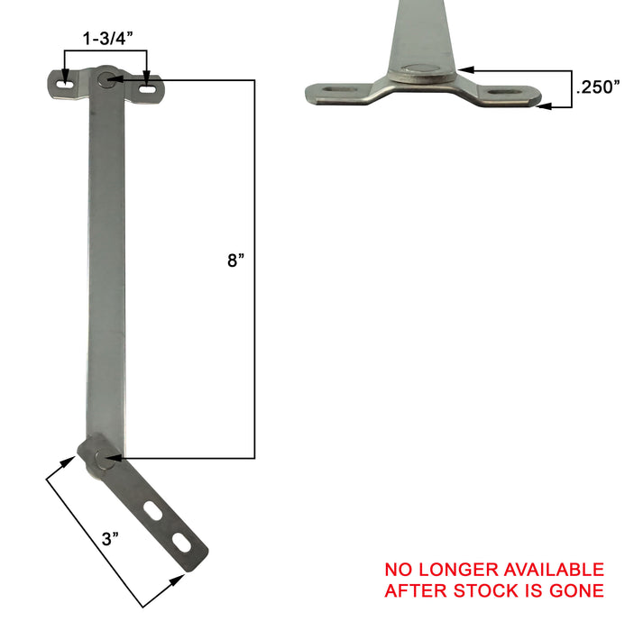 WRS Vent Arm with .250" Bracket - 8" Arm Length