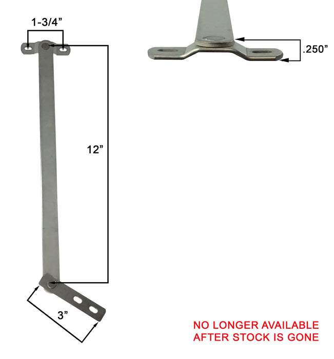 WRS Vent Arm with .250" Bracket - 12" Arm Length