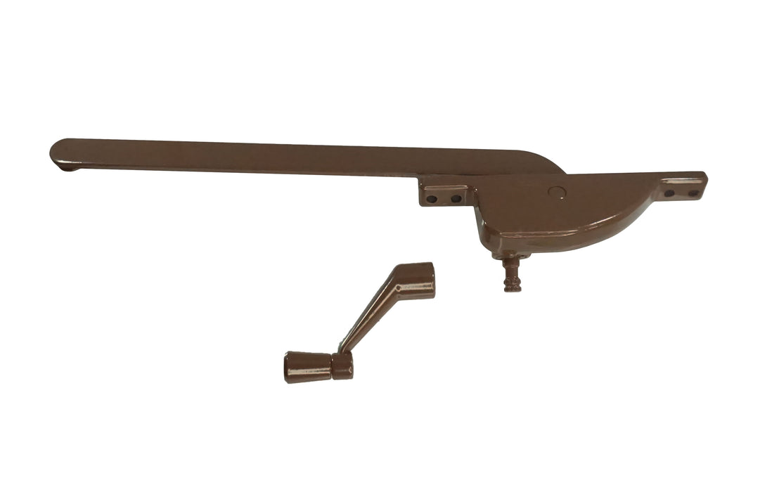 WRS Left Hand Face Mounted 9" Single Arm Operator and Handle Set - Faux Bronze/Brown
