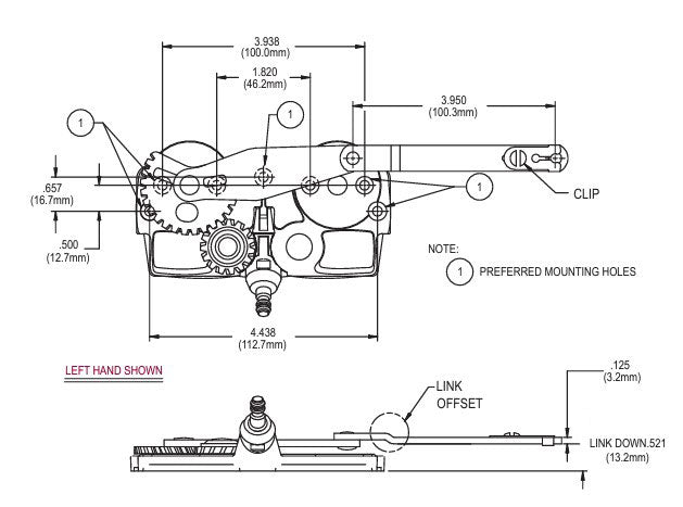 WRS Truth Hardware Right Hand Dyad Entrygard Operator - Down Offset