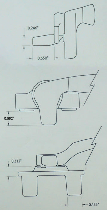 WRS Left Hand Angle Base Cam Handle - White Bronze