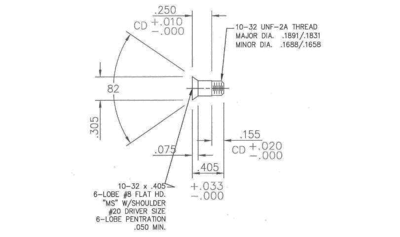 WRS Torx Head Tie Bar Screw - .405 Length, 10-32 Thread