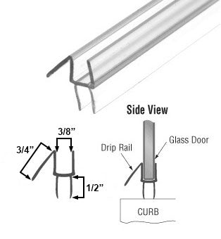 WRS 3/8" Clear Shower Door Seal - 36" Stick