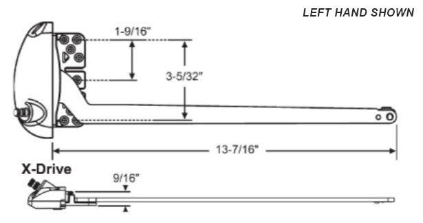 WRS Roto Right Hand Sill-Mounted Casement 13-7/16" Single Arm Operator for Vinyl Windows - White