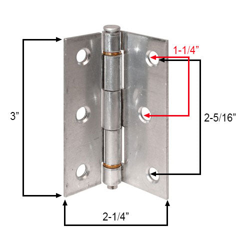 WRS 3" Aluminum Screen Door Hinge with Brass Bearings - 2 Pack