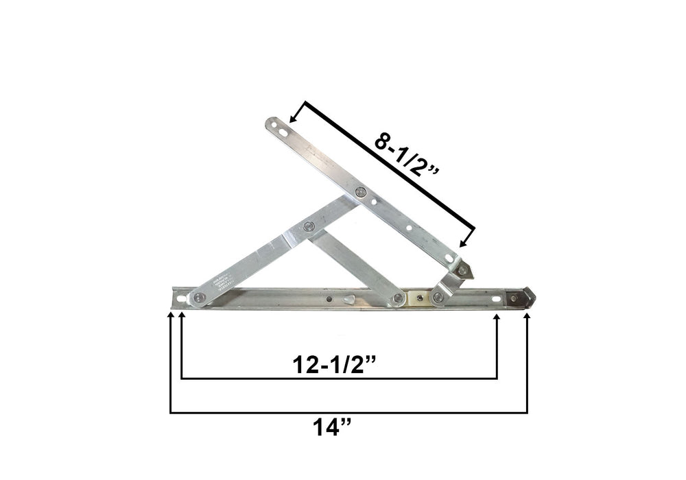 WRS Truth Hardware 14" Aluminum 4-Bar Hinge with Stop - .350 Track