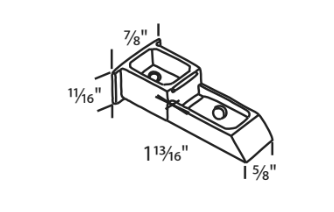 02-0617 Diagram of WRS 1-13/16" X 11/16" White Sash Cam