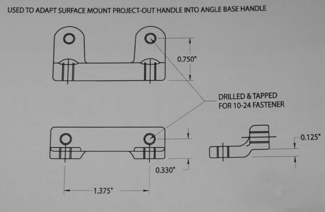 WRS 1-3/8" Sub Base for Angle Based Project-Out Cam Handles - White Bronze