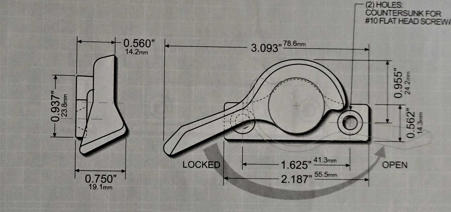 WRS 3.093" Right Hand Sweep Lock - White Bronze